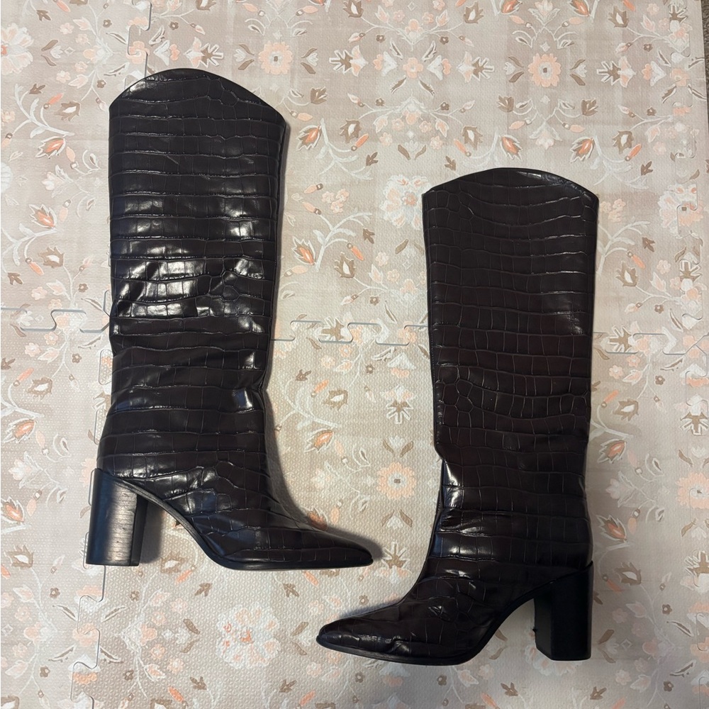 SCHUTZ MARYANA BLOCK BOOT CHOCOLATE BROWN